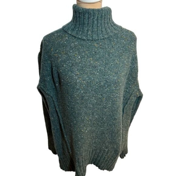 Frank + Oak Women’s Sweater Size Small Wool Blend Green Oversized Turtleneck - Picture 1 of 9